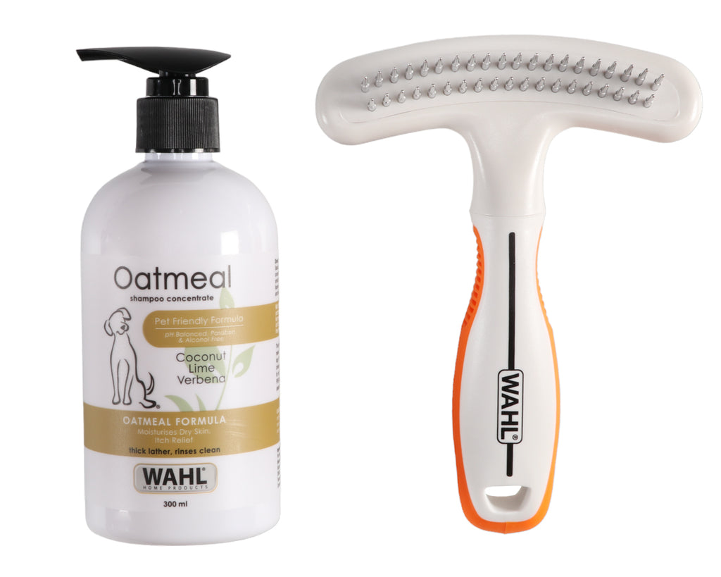 Wahl KM-2 Rotary Grooming Bundle for horses and ponies - showing oatmeal shampoo concentrate