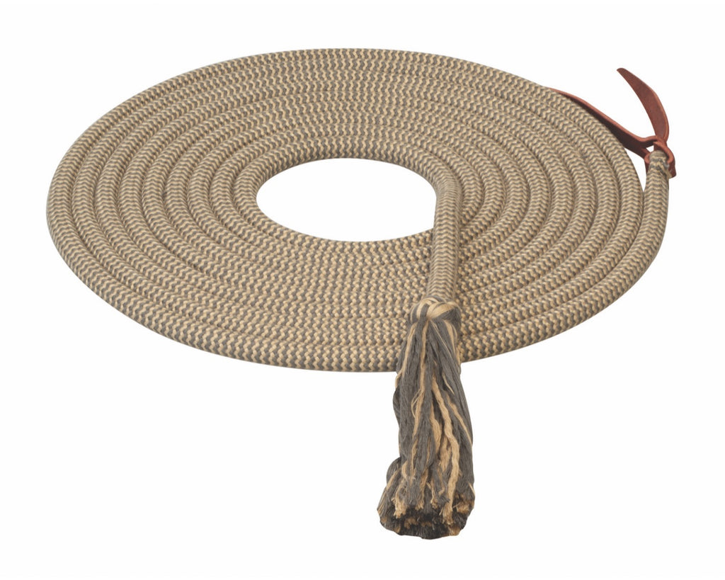 Weaver Ecoluxe Round Bamboo Mecate Reins: Environmentally-friendly and biodegradable bamboo material. Features tassel and popper with bleeding heart knob. Moisture-wicking, antibacterial, breathable, and UV-resistant. Measures 1/2" x 22'. Shop now at Greg Grant Saddlery