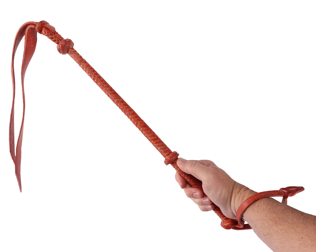 Cattle Flogger made of durable flexible red hide, perfect for working and moving cattle