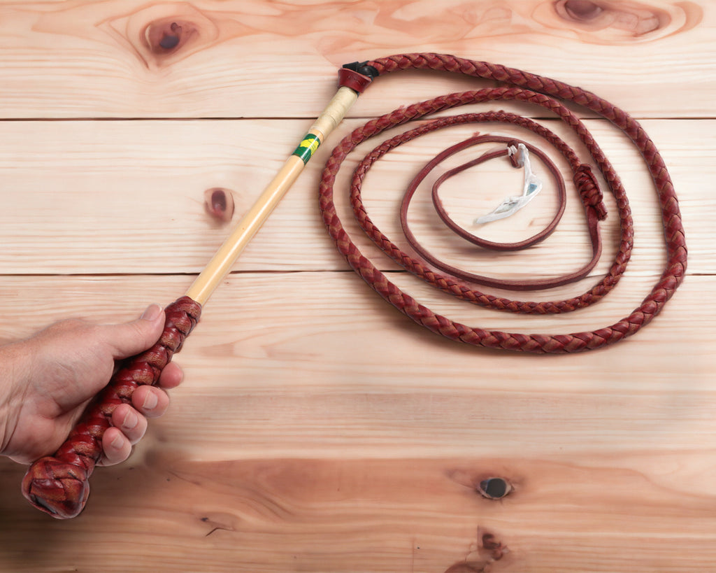 Nemeth Redhide Stockwhip - 4 Plait crafted in Australia from Australian Redhide and Kangaroo Hide Leather