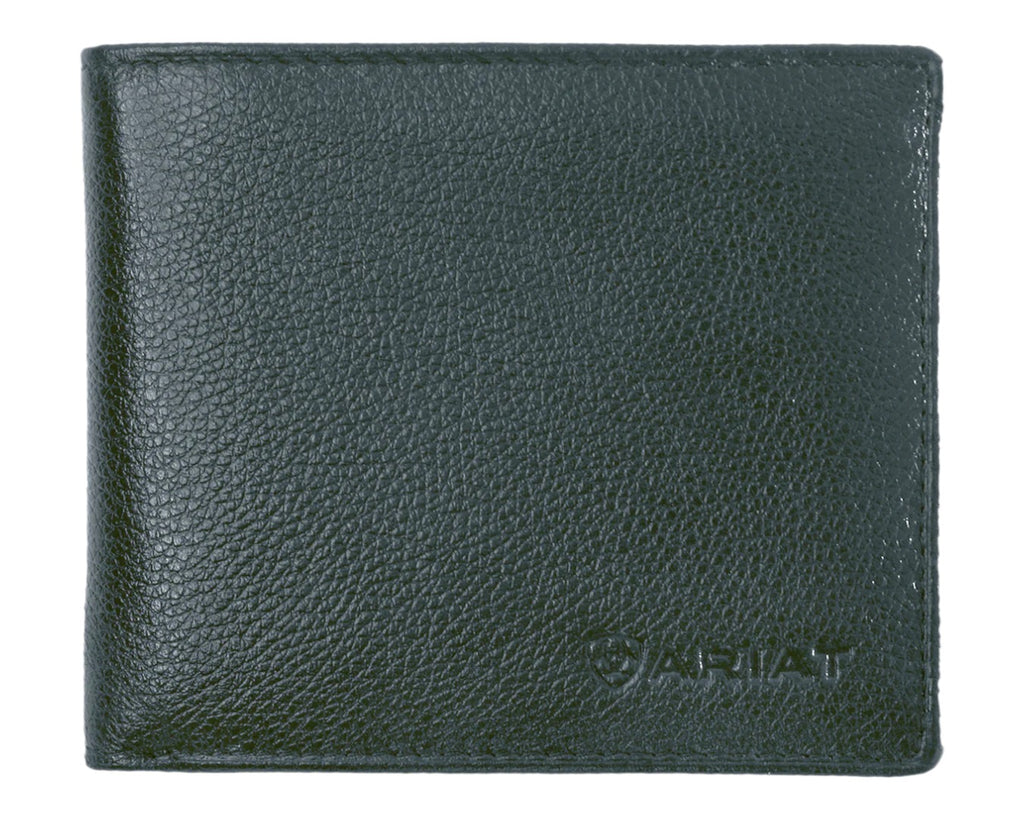 Ariat Bi-Fold Wallet in Full Black Leather with an Embossed Ariat Logo