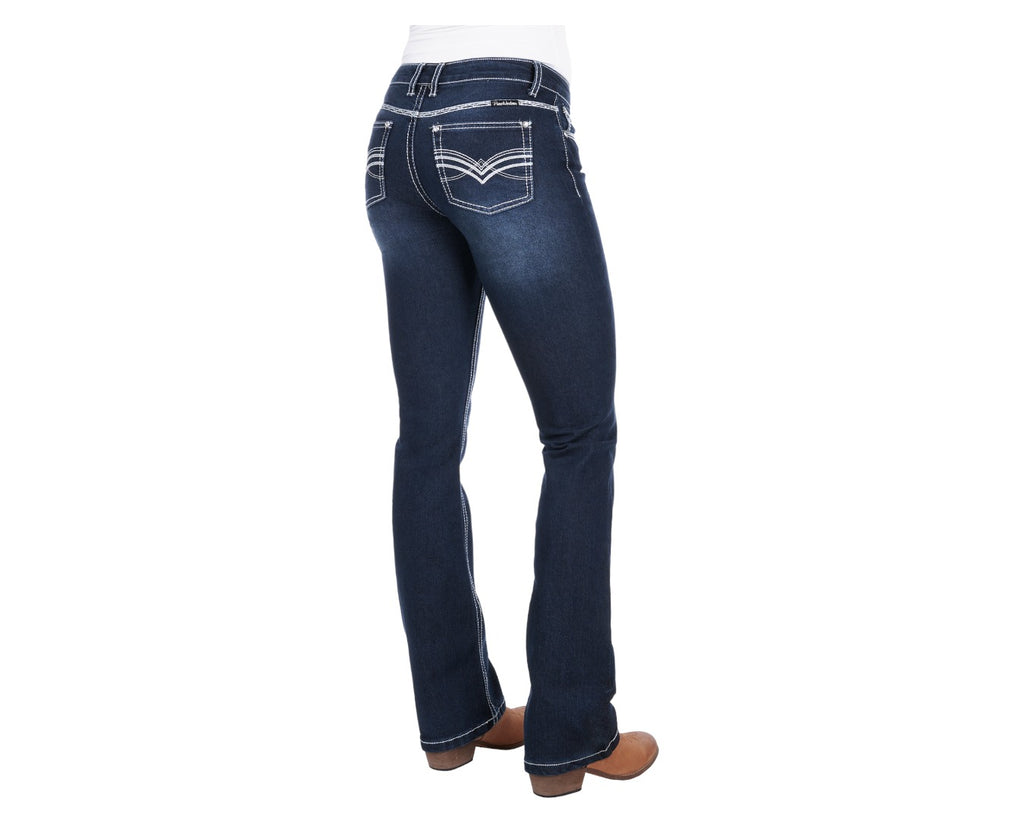 Pure Western Hannah Bootcut Jean with bootleg cut, mid-rise fit and 32" leg
