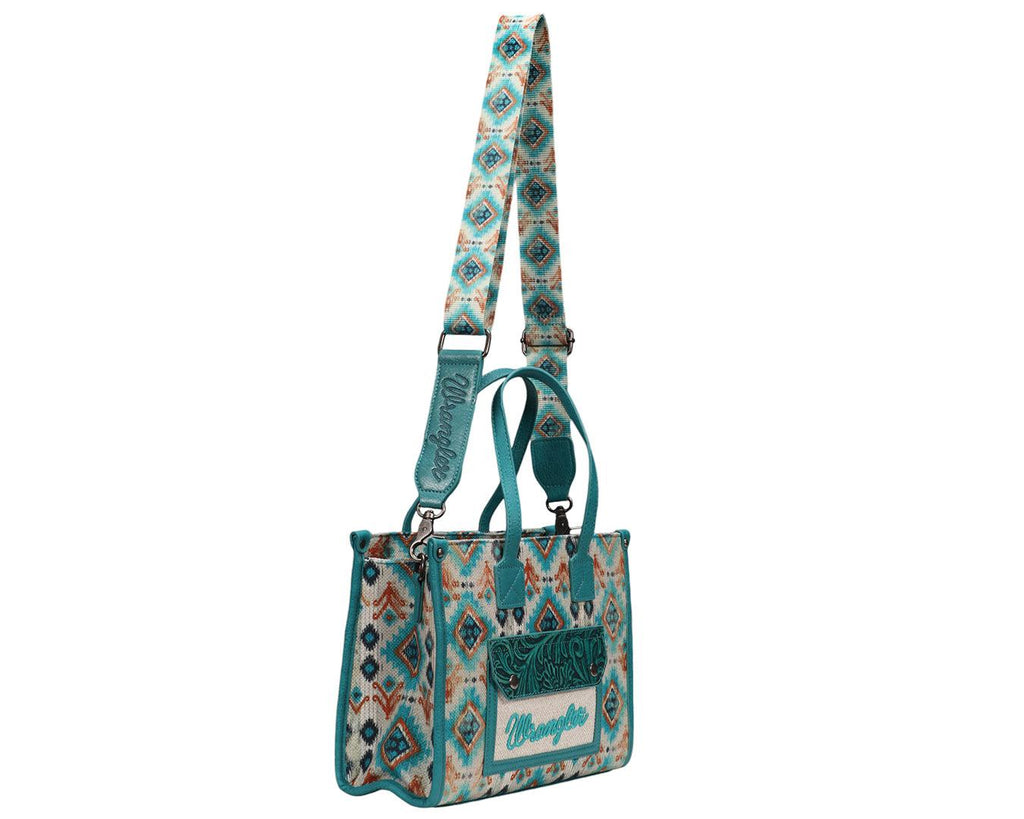 Wrangler Aztec Crossbody Tote Bag - Turquoise