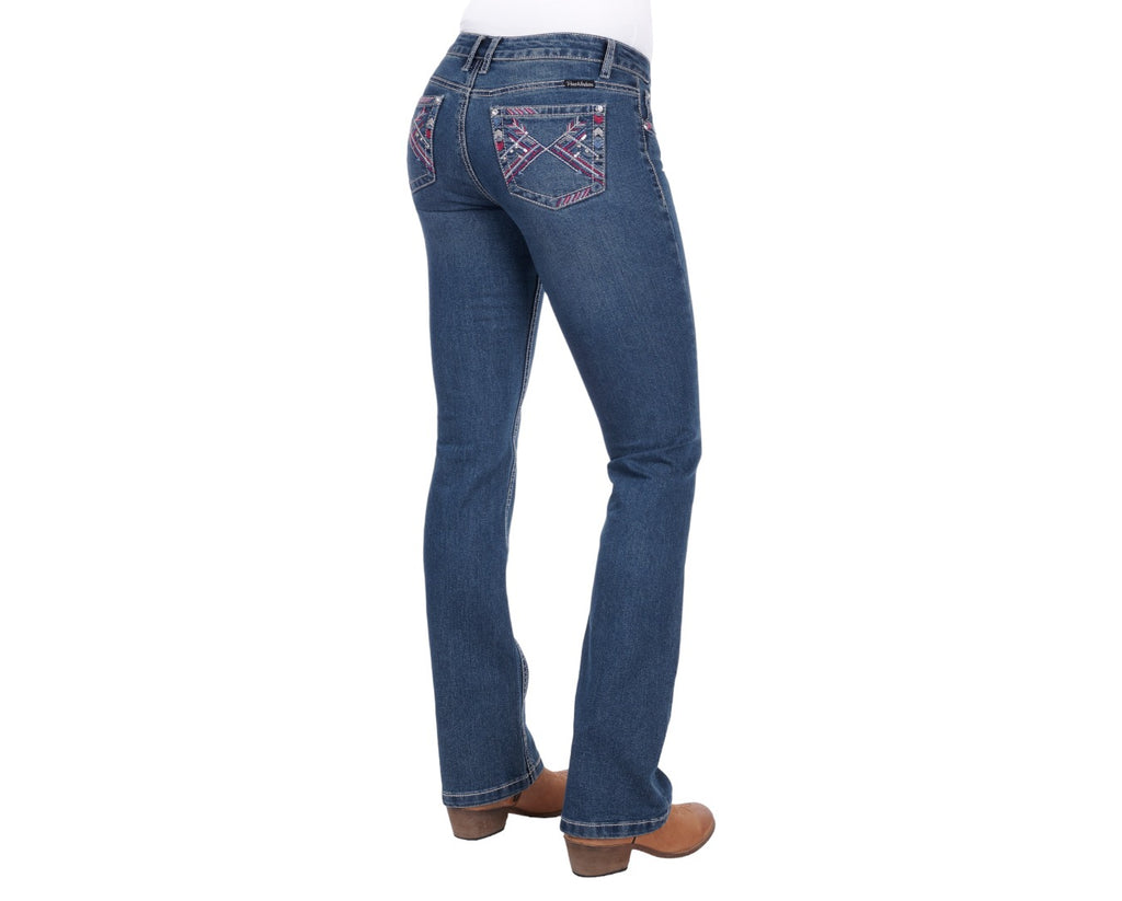 Pure Western Winona Boot Cut Jeans in bootcut, mid-rise style with 34" leg