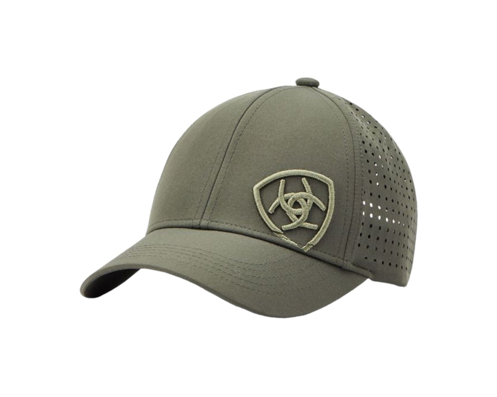 Ariat Tri Factor Cap in a Dark Green/Grey(Relic) Colour with an embossed Ariat Logo on the front, and perforated backing.