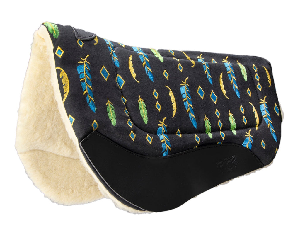 Fort Worth Barrel Contoured Saddle Pad - Feathers