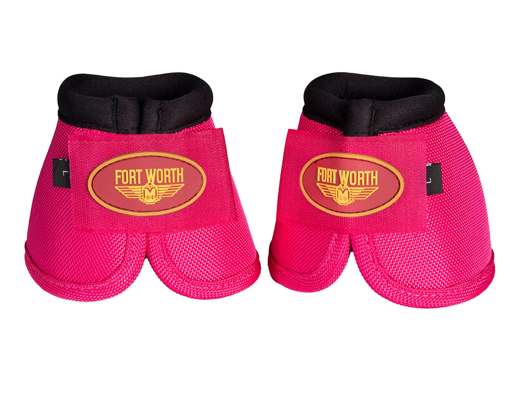 Fort Worth Ballistic No-Turn Bell Boots - Pink bell boots protect the delicate heel bulb, covering the pastern, the coronary band and the hoof wall down to the heel