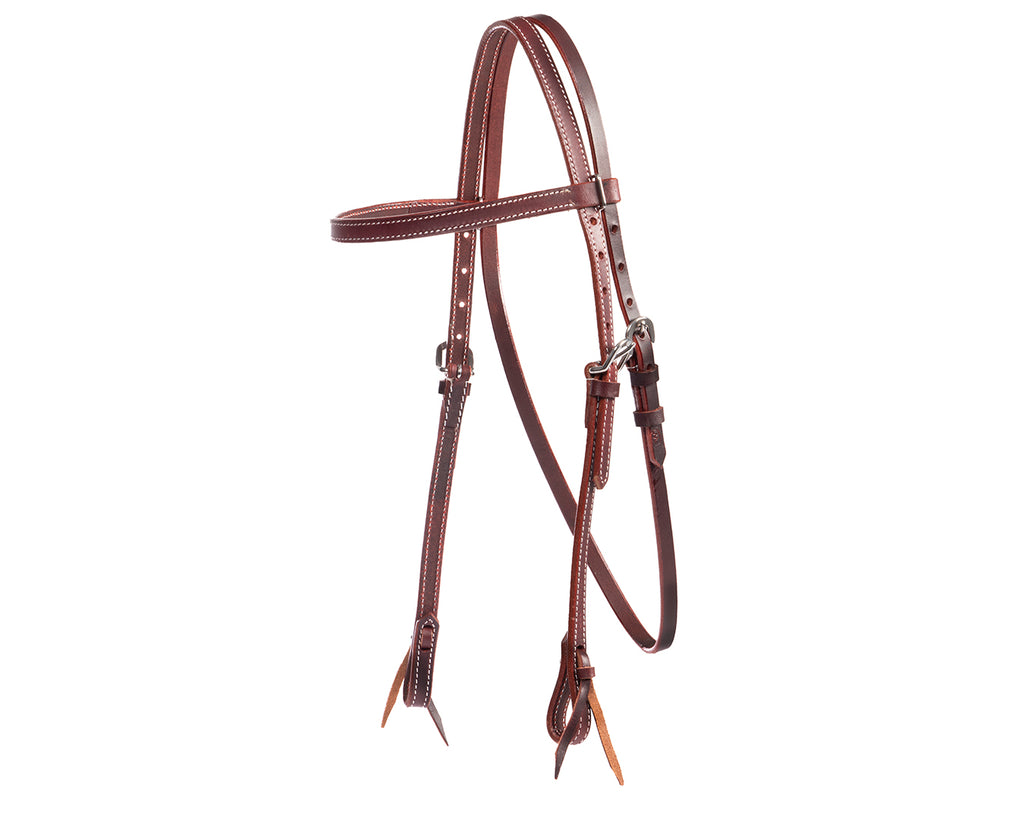 Western headstall with tooled leather and stainless-steel hardware