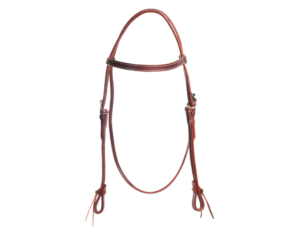 Western headstall with tooled leather and stainless-steel hardware