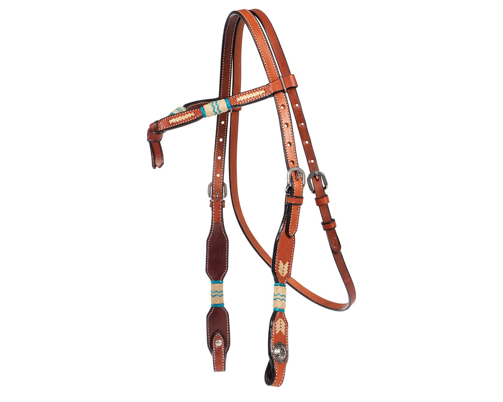 Navajo style headstall Leather with contrast stitching,