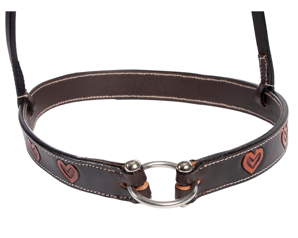 Western-style noseband perfect for pony club hearts design