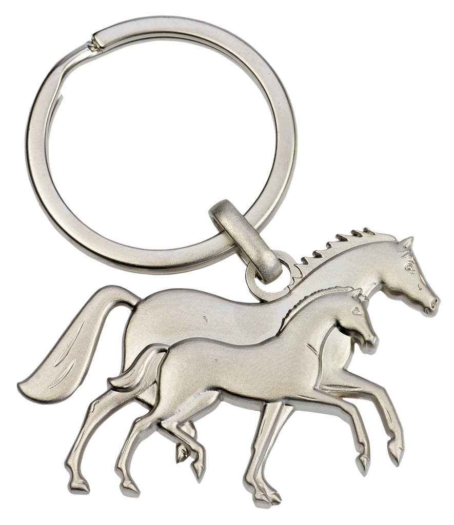 3D Key Ring  Silver Mare and Foal