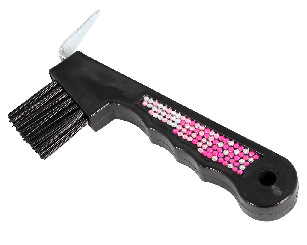 Showmaster Pink Crystal Horse Hoof Pick With Brush