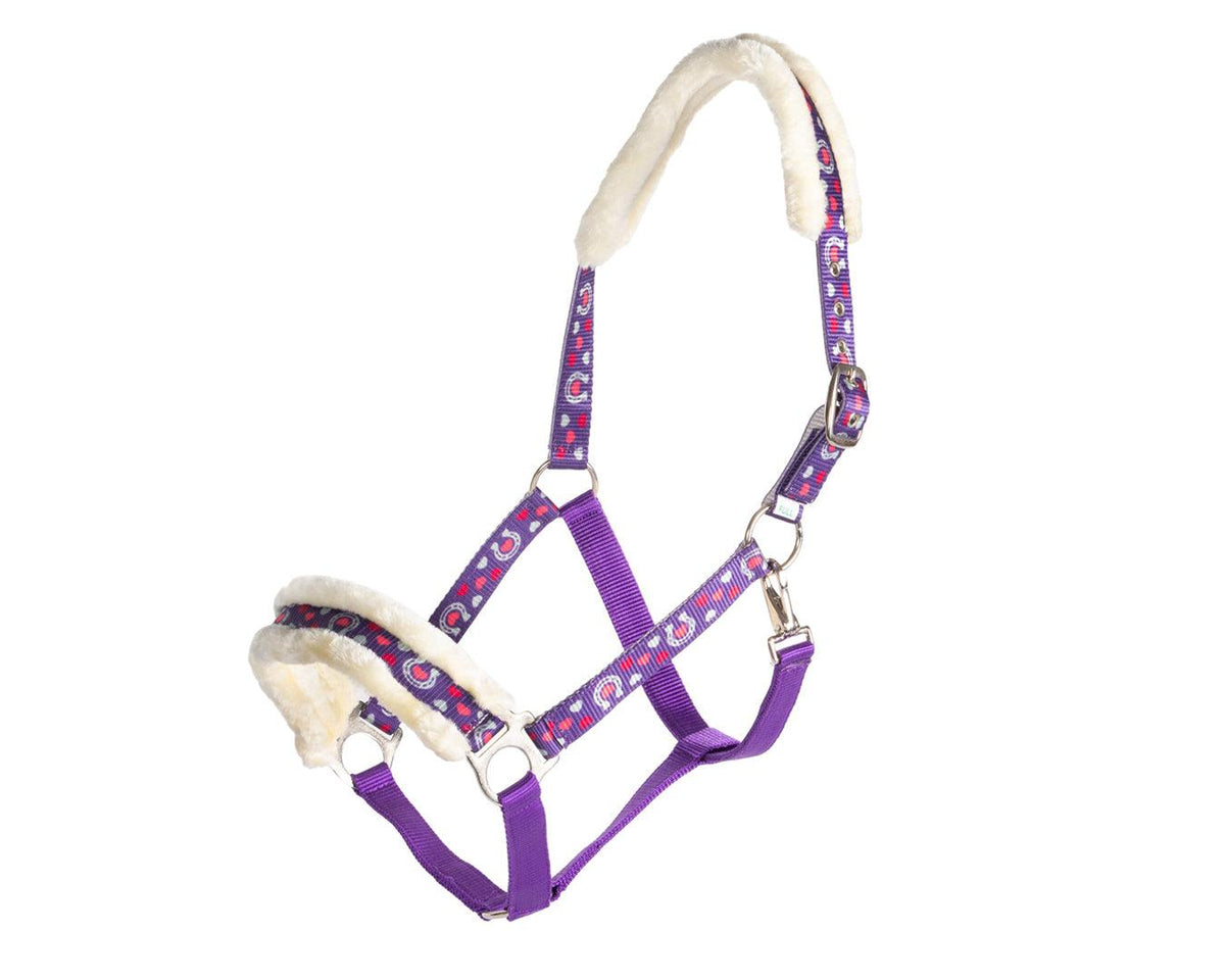 Rancher Fleece Halter Horse Shoe & Hearts Print Halters & Lead