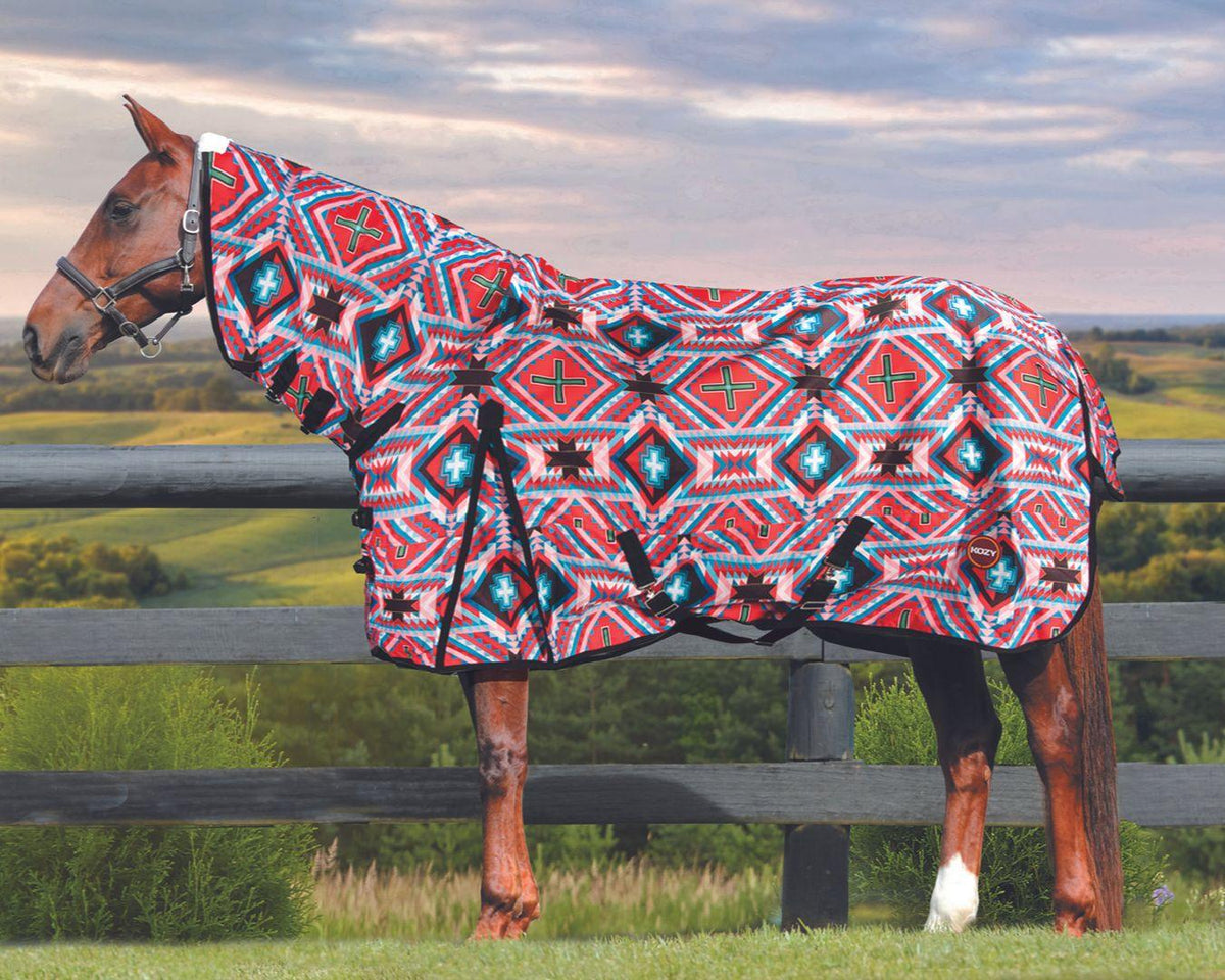Kozy 1200D Nylon Horse Rug Combo - Red Aztec | Horse Winter Rugs – Greg ...