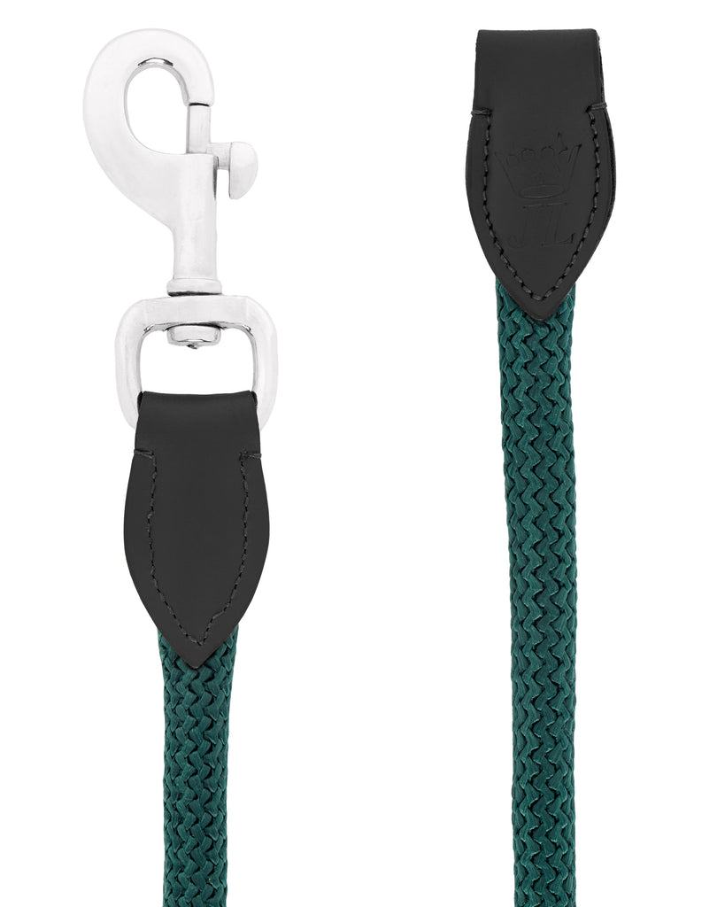 Rope & Leather Lead - Hunter Green & Black