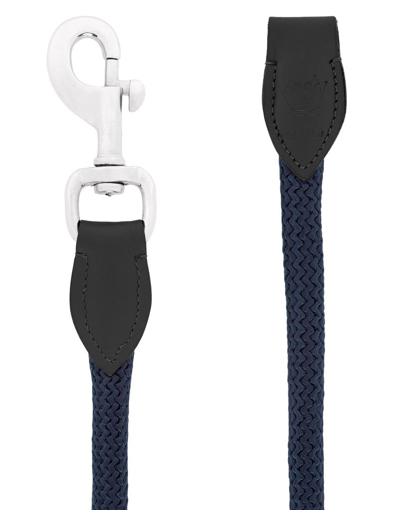 Rope & Leather Lead - Navy & Black