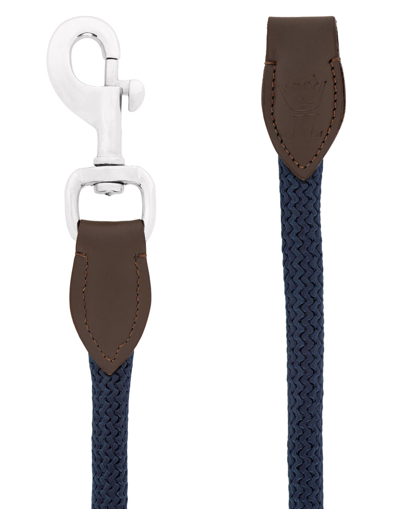 Rope & Leather Lead - Navy & Brown