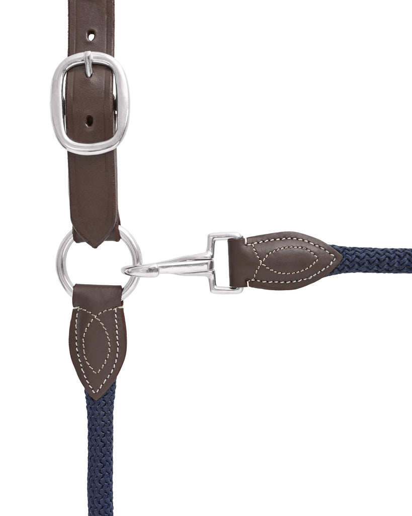 Leather and Rope Halter - Navy & Brown